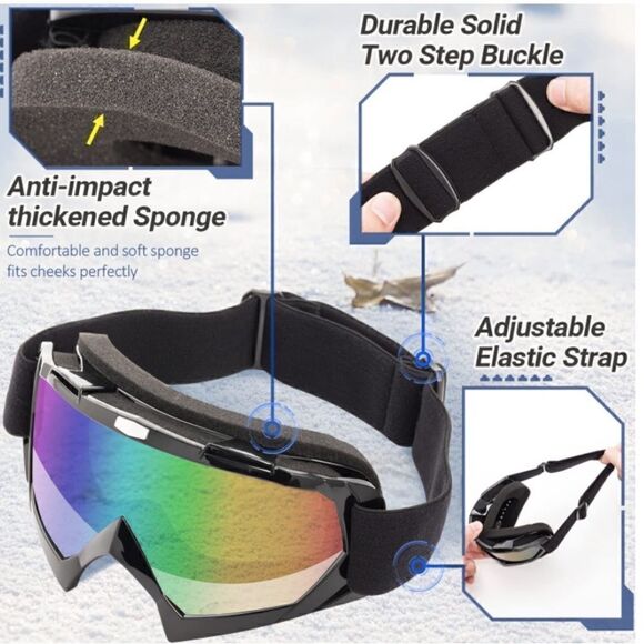 Black Ski Goggles Unisex 2 pairs - Picture 3 of 3
